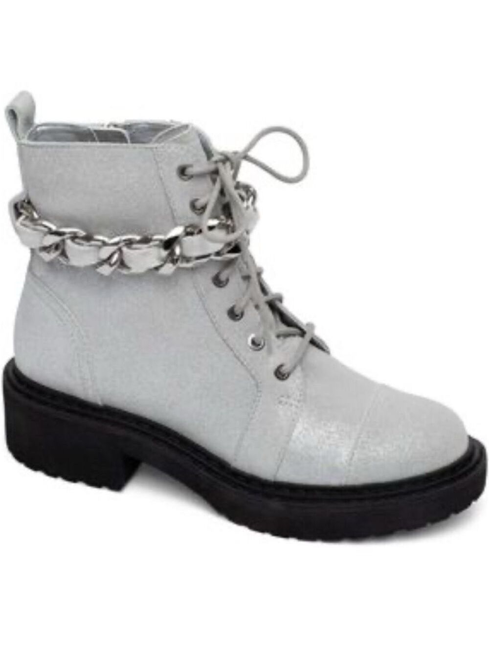 Linea Paolo Silver Chain Combat Boots – Size 8.5 - NWOB $225